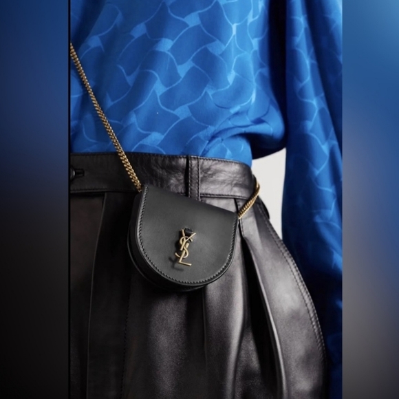 New Saint Laurent YSL Baby Kaia Black Smooth Leather crossbody bag - Picture 1 of 11